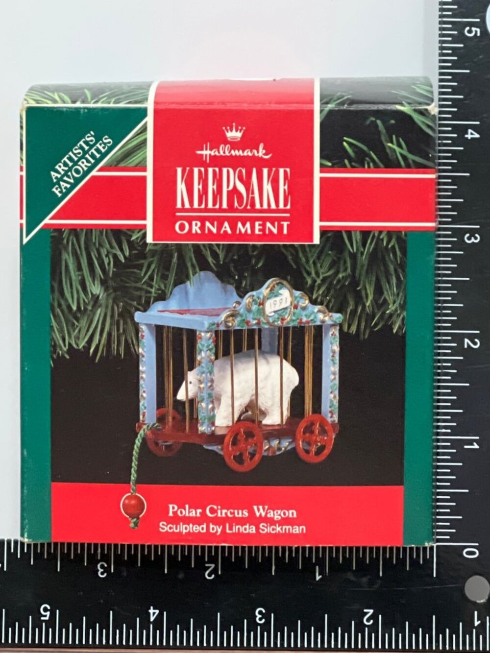 1991 HALLMARK KEEPSAKE ORNAMENT QX439-9 POLAR CIRCUS WAGON BY LINDA SICKMAN